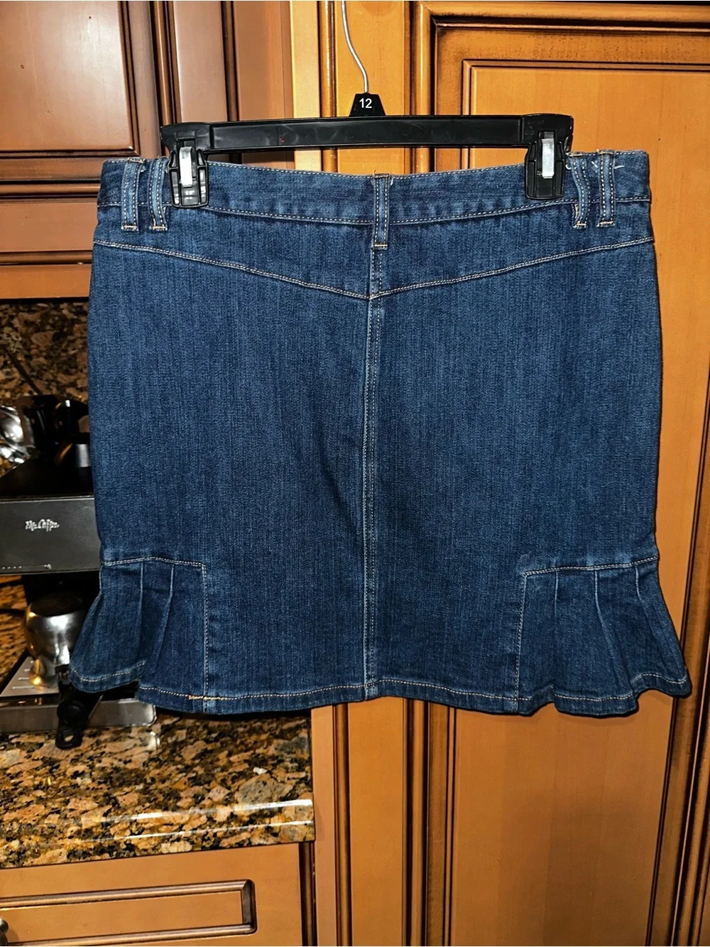 Thalia Sodi denim skirt with ruffle hem in size 7/8